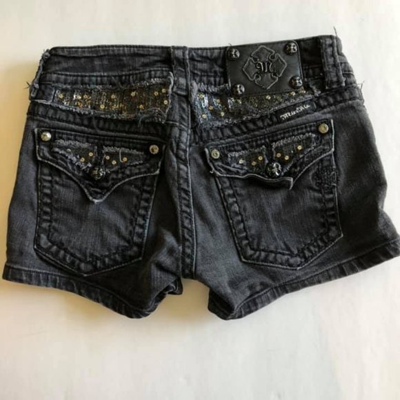 Miss Me Pants - Miss Me black jean shorts 27 sequin